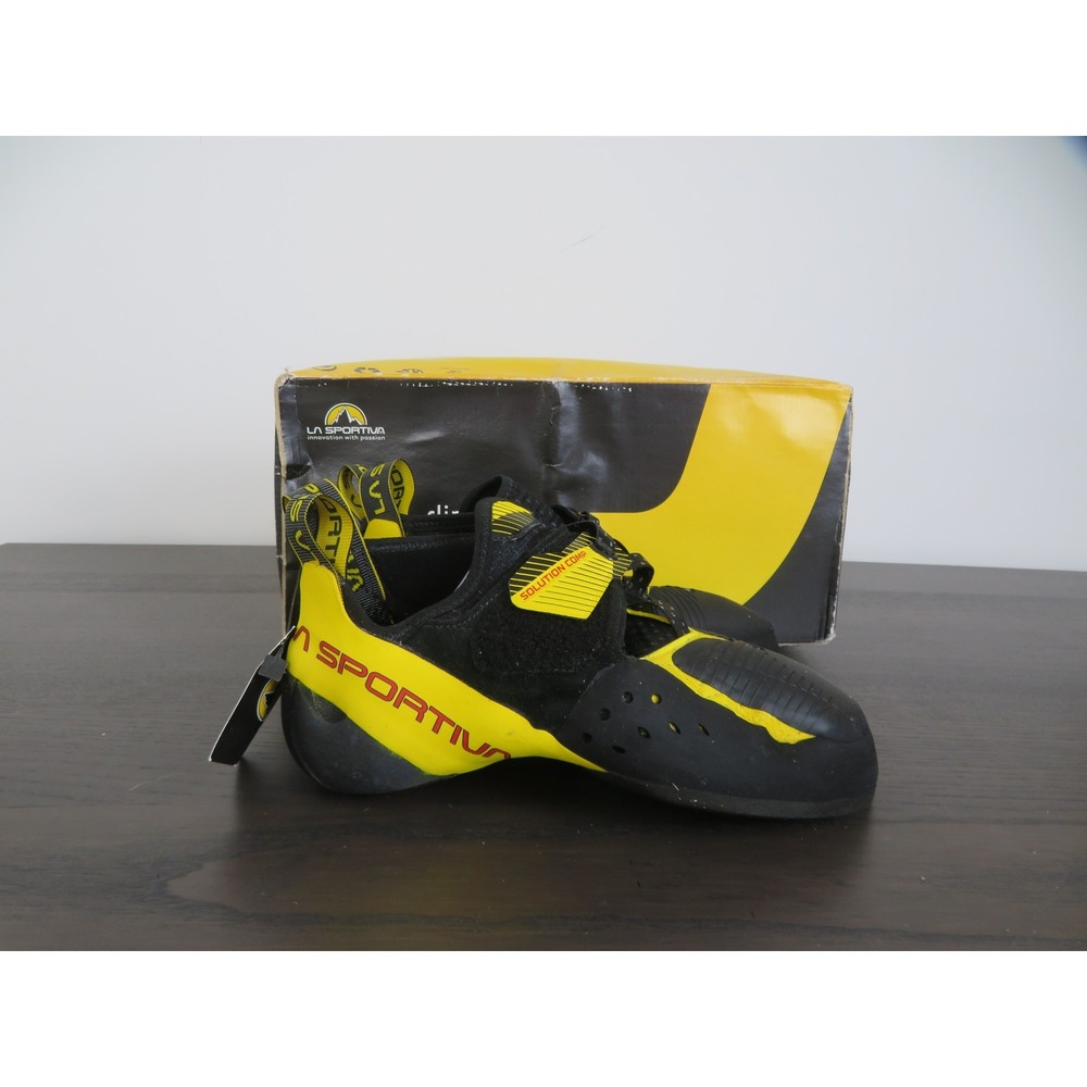 La Sportiva Climbing Shoes Mens 9 Solution Comp Black Yellow Italy 20Z999100